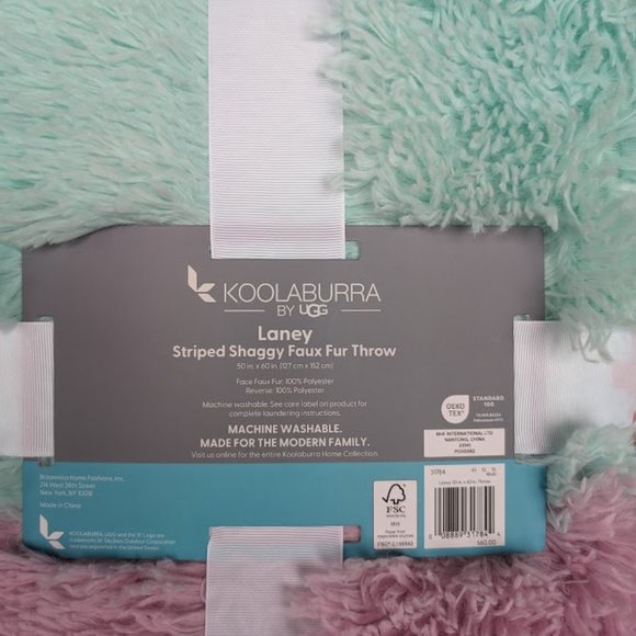 Koolaburra by UGG Laney Shaggy Faux Fur throw 50x60 Blanket Pastel Nursery NEW - Picture 4 of 4